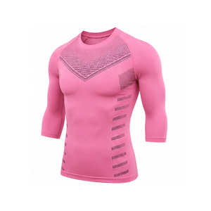 T-shirt de sport pour homme, entraînement fitness, séchage rapide, extensible, respirant, vêtements de sport, logo personnalisé pour hommes actifs, vente en gros - Product Image 3