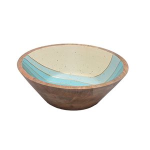 Bol à salade en bois naturel fait main de qualité supérieure, avec impression émaillée décorative, bol de service rond, taille et forme personnalisées - Product Image 3