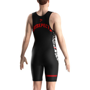 Traje de Artes Marciales de una Pieza para Hombre, Negro, Ajustado, de Secado Rápido, Spandex y Nailon, con Patrón Blanco y Logotipo Rojo - Product Image 2