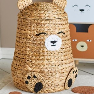 Cesta de Almacenamiento de Jacinto de Agua Hecha a Mano al por Mayor con Tapa, Organizador de Juguetes para Niños, Cesta Decorativa Tejida para Guardería - Product Image 3