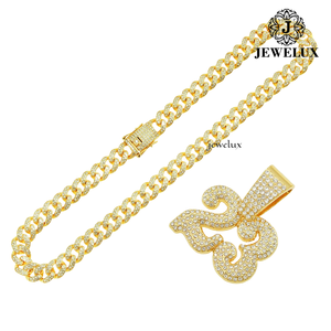 Collar de Cadena Cubana Plateada en Plata de Ley 22K para Hombre, con Colgante de Letra de Moissanita, Joyería de Moda Hiphop, Cadena de Cuerda, Calidad de Exportación - Product Image 1
