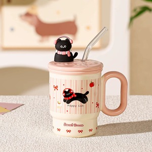 Stylish ceramic coffee cup with charming and playful design <b>cute</b> ceramic <b>mug</b> that enhances your beverage presentation - Product Image 1