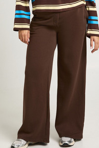Pantalon de survêtement large pour femme, couleur chocolat, coupe décontractée, taille haute, jambe droite, idéal pour la détente et le sport, vente en gros - Product Image 1