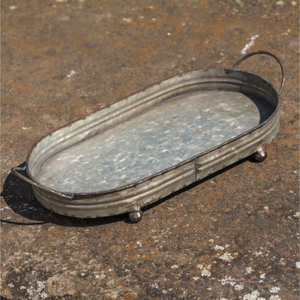 Plateau de service ovale en fer galvanisé fait main de qualité supérieure avec poignées, plat décoratif en métal pour la cuisine, les fêtes et les événements - Product Image 6