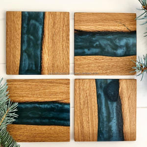 Sous-verres modernes en résine époxy et bois, ensemble de sous-verres pour bar, cuisine, cadeau de pendaison de crémaillère - Product Image 5