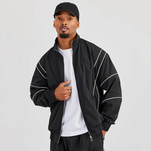 New Design Custom Nylon Piping Windbreaker Men's <b>Jacket</b> Breathable Lightweight Water Resistant Fabric Softshell <b>Jacket</b> For Men - Product Image 1
