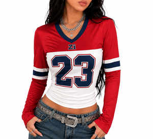 Maillot de football américain ajusté pour femme, haut athlétique à manches longues, coupe personnalisée, étiquette privée, usine de vêtements OEM - Product Image 1