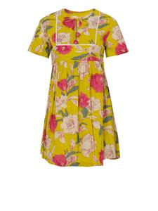 Robe mini plissée en coton jaune de qualité supérieure pour femme, idéale pour l'été, les fêtes et la plage, disponible à la vente - Product Image 3