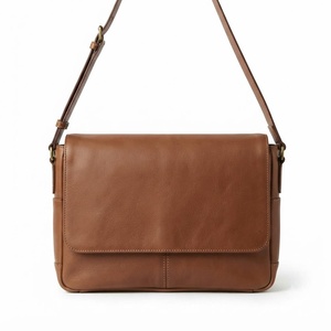 Bolso Mensajero de Cuero Genuino para Mujer, Color Sólido, Correa Ajustable, Cierre Clásico con Solapa, Uso Diario, Todas las Temporadas - Product Image 1