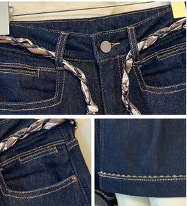 Nouveau Jean Femme Coupe Large en Denim Bleu Automne 2025 – Pantalon Super Tendance avec Ceinture Foulard en Soie – Trousers Droits Tendance - Product Image 3