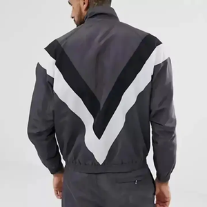 Ensemble de survêtement pour homme avec blocs de couleur, pantalon de jogging sportif à fermeture éclair intégrale avec poches latérales, polyester respirant, idéal pour le printemps - Product Image 5