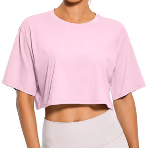 Tops cortos informales para mujer, camisetas blancas con cuello redondo, camisetas cortas holgadas, ropa de calle de verano - Product Image 5