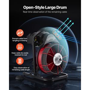 Déboucheur de canalisation manuel à 4 lames, 50 pieds x 1/2 pouce, machine de nettoyage de drain activée par l'air, interrupteur au pied 2-6 pouces - Product Image 4