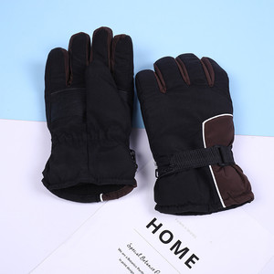 Guantes de esquí de dedo completo, negros, de poliéster, con aislamiento térmico, cierre de gancho y bucle, unisex, para esquí de invierno - Product Image 1
