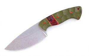 Herramienta multiusos para exteriores de primera calidad con hoja de acero stonewashed de punta curva y mango de resina Micarta festoneado - Product Image 3