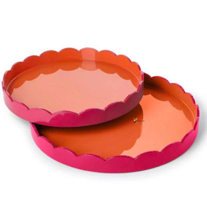 Hexagonal Wooden <b>Decorative</b> <b>Tray</b> with Scalloped Edges Modern Display <b>Tray</b> for Home Decor - Product Image 5