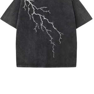 Camiseta de Manga Corta con Cuello Redondo, 100% Algodón, Negra, Estilo Vintage, Lavada al Ácido, Efecto Desteñido por el Sol, Estampado con Transferencia Térmica, Corte Regular, Antiarrugas - Product Image 4