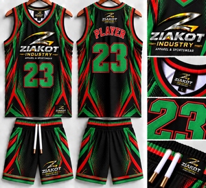 Vente en gros directe ZIAKOT INDUSTRY Maillot de basket-ball authentique personnalisé noir et blanc à rayures fines Royal-White - Product Image 5