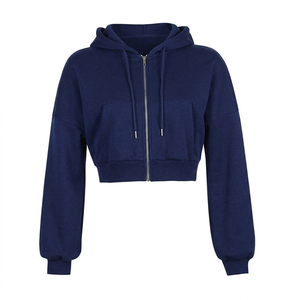 Sudadera con Capucha Corta para Mujer, Informal, de Manga Larga, Sudadera con Capucha, Moda Urbana, Top Corto - Product Image 4