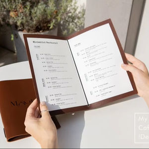 Porta Menús de Cuero Genuino Ligero Clásico con Logotipo Personalizado, Hecho a Mano, de Lujo, para Restaurante, Hotel y Cafetería, Modelo LMC-0201 - Product Image 1