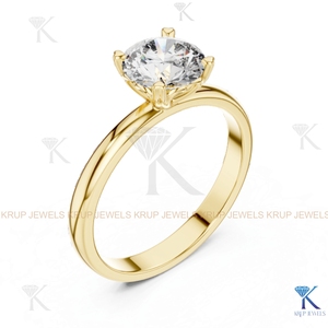 Anillo de compromiso solitario con diamante cultivado en laboratorio, corte redondo, E VVS2, certificado IGI, en oro macizo con engaste de corona, estilo filigrana vintage. - Product Image 2