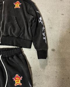 Survêtements unisexes en molleton épais en coton pour hommes, ensembles décontractés avec logo personnalisé, sweat à capuche uni et pantalon de jogging pour hommes - Product Image 2