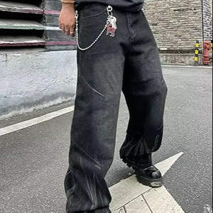 Jeans de Pierna Ancha para Mujer, Tela de Algodón Suave y Ligera, Corte Cómodo y Relajado, Ropa Casual Diaria, Estilo Urbano, OEM - Product Image 3