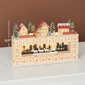 Calendario dell'Avvento con 24 Luci LED Effetto Legno, Funzionamento a Batteria, Decorazioni Natalizie con Cassetti - Product Image 3