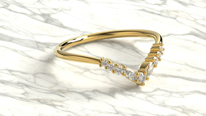 Luxury 18K Gold Marquise Round Cut Diamond <b>Ring</b> Chevron Wedding Band V Shaped Curved <b>Stacking</b> Band Fine Jewelry Gift for Women - Product Image 3