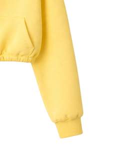 Sudadera con capucha de forro polar amarilla personalizada, con cremallera corta, bolsillo canguro, dobladillo con cordón ajustable, estilo casual urbano, cálida, para mujer - Product Image 6