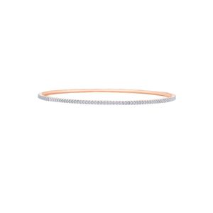 กำไลข้อมือทรงเรียวประดับเพชรเพาะเลี้ยงสีโรสโกลด์แบบแถวเดียว - Product Image 2