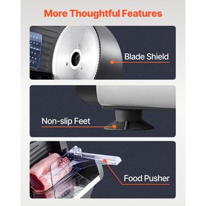 Affettatrice Elettrica per Alimenti da 7,5 Pollici, 180W, con Due Lame Premium in Acciaio Inox SUS420, Regolabile da 0 a 0,6 Pollici, Tritacarne e Affettatrice - Product Image 4