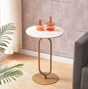 Metal Top <b>Side</b> <b>Table</b> with Gold Metal Legs Living Room End <b>Table</b> Nightstand <b>Sofa</b> Couch Accent <b>Table</b> Bedroom - Product Image 2