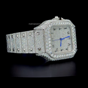 Reloj Hip Hop para hombre de 41 mm con esfera árabe, moissanita de 25.5 quilates VVS 1, diamantes de moissanita incrustados, automático, en oro blanco. - Product Image 5