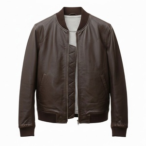 Genuine Leather Regular Coat Men's Fashionable Breathable Windproof Winter Front Leather Jacket For Sale - Product Image 1
