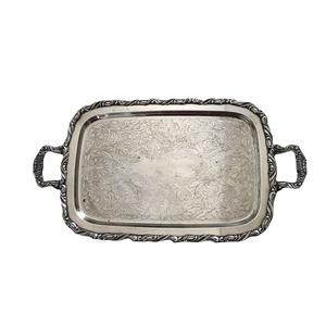 Plateaux classiques en aluminium avec bordure perlée, forme personnalisée, plateau de service alimentaire argenté pour table, utilisés dans les hôtels et les mariages - Product Image 6