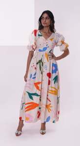 เดรสแม็กซี่พิมพ์ลายลำลอง เดรสยาวมีกระเป๋าสำหรับผู้หญิง ราคาดีที่สุด คุณภาพสูง รับสกรีนโลโก้ แขนยาว ทรงหลวม - Product Image 2