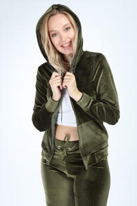 Conjunto de chándal de terciopelo con pedrería para mujer, sudadera con capucha corta de terciopelo personalizada con cremallera, pantalón deportivo, conjunto de dos piezas, ropa deportiva para mujer - Product Image 4