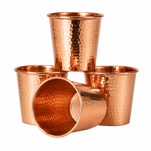 Gobelet artisanal en cuivre pur avec motif floral gaufré antique, verre à eau en cuivre pour la détoxification, au prix le plus bas - Product Image 3