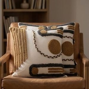Housse de coussin rectangulaire à motifs géométriques, style bohème, décorative, avec broderie, à prix avantageux - Product Image 5