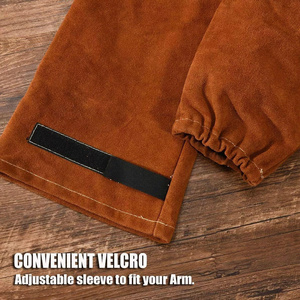 Mangas de soldadura de cuero de vaca de alta calidad al por mayor, unisex, resistentes al calor, ANSI Nivel de Corte 2 - Product Image 5