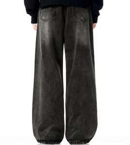 กางเกงยีนส์ทรงหลวมแบบหนา ซักฟอกสีแบบทำลาย ทรงขากว้างสำหรับผู้ชาย - Product Image 6