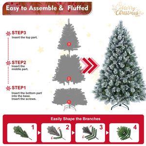 Sapin de Noël artificiel floqué pré-éclairé de 1,20 m, effet neige, réaliste, en pin, pour décoration intérieure de maison et de bureau - Product Image 4