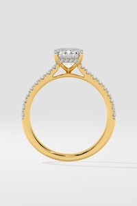 Anillo de Compromiso Solitario con Corte Esmeralda de 2 Quilates, Banda de Diamantes Pavé, Halo Oculto, Engaste de 4 Puntas, Elegante Anillo de Plata para Novia - Product Image 3