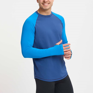 Camiseta Deportiva de Compresión de Manga Larga para Hombre, Cuello Redondo, Mangas Raglán de Dos Tonos - Product Image 2