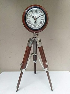 Vintage Tripod <b>Clock</b> for Home and Office Wooden Floor Standing <b>Clock</b> <b>Roman</b> Numeral Dial Retro Antique Table <b>Clock</b> - Product Image 1