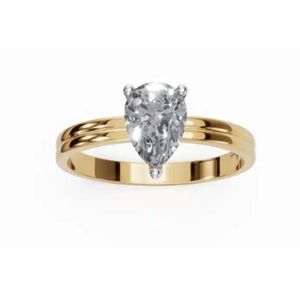 Bague double solitaire Persephone Pear avec diamant de laboratoire en or jaune, rose et blanc 9kt, 14kt ou 18kt, 0,30 carat, gemme durable - Product Image 6