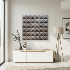 Decoración de Pared, Panel de Arte Mural Tallado en Madera Natural Moderna con Patrón Geométrico de Diamantes en 3D, Decoración de Interiores de Hogar Contemporánea de Lujo - Product Image 3