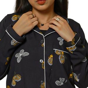 Conjunto de pijama con estampado floral para mujer, camisa de manga larga con botones, pantalones a juego, ropa de dormir suave, ropa de descanso - Product Image 6