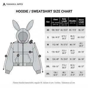 Sweat à capuche gris zippé pour femme avec oreilles de lapin, couleur unie, mélange de coton tricoté, longueur standard, idéal pour l'hiver et l'automne - Product Image 6